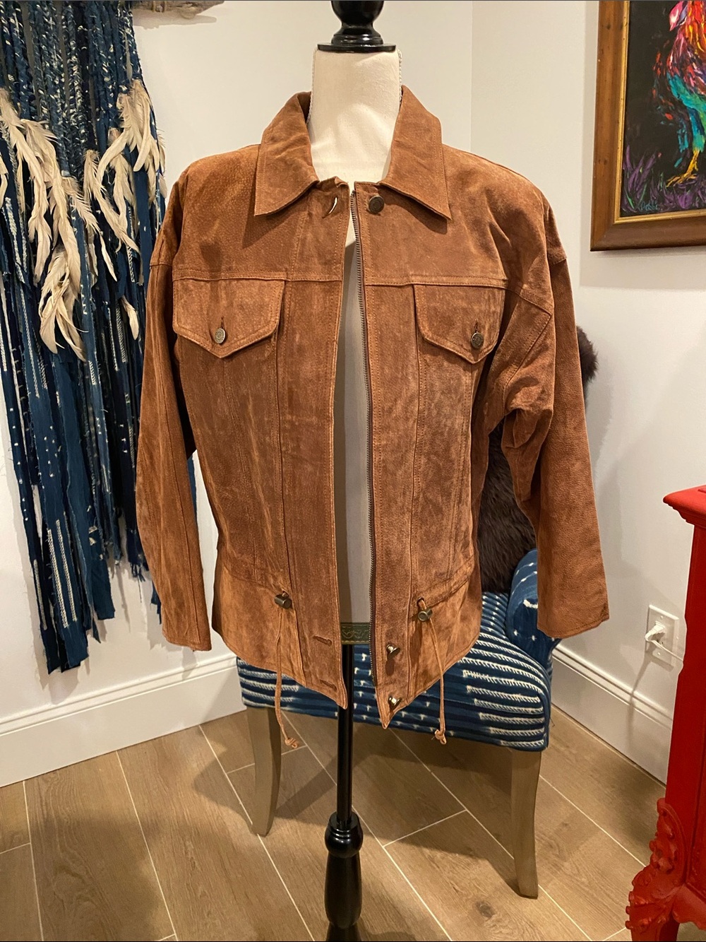 Vintage Men's Brown Suede Bomber Jacket
